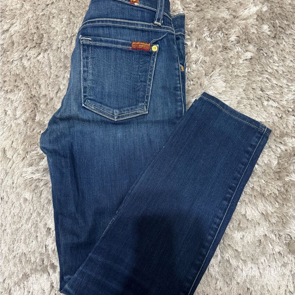 7 For All Mankind Blue Skinny Jeans